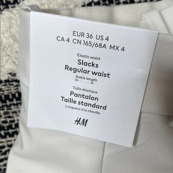 NWT H & M Slack Regular Waist Color Cream/White Size 4 Trouser Work Pant - Picture 4 of 6